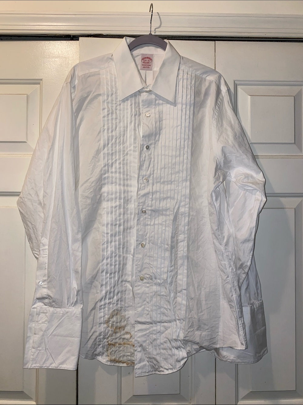 Brooks Brothers White Tuxedo Pleated-Front Dress Shirt